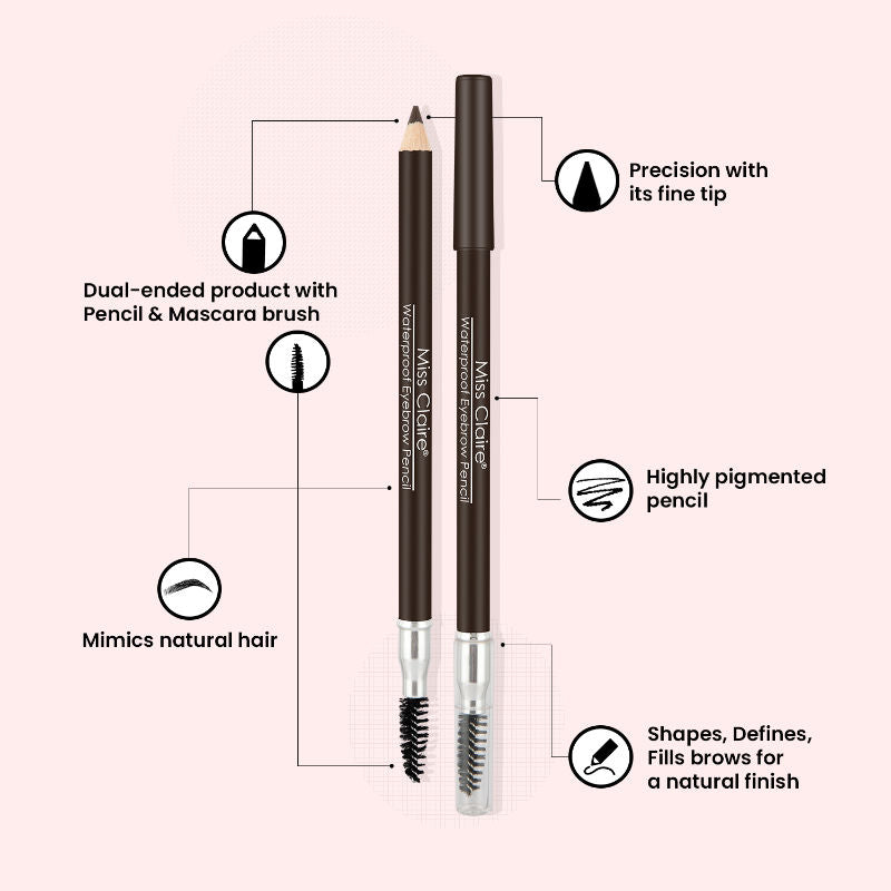 Waterproof Eyebrow Pencil With Mascara Brush
