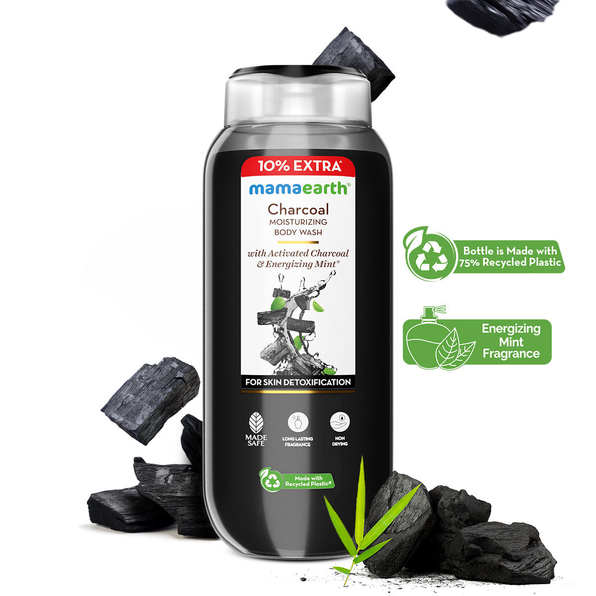 Charcoal Moisturizing Body Wash with Activated Charcoal & Energizing Mint Scent