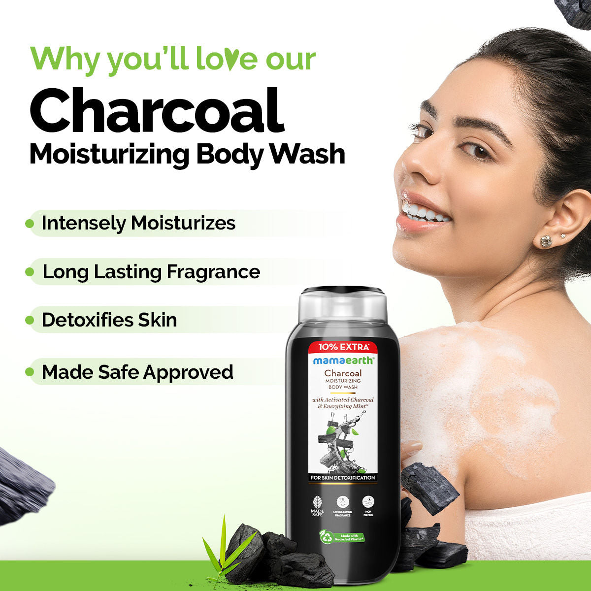 Charcoal Moisturizing Body Wash with Activated Charcoal & Energizing Mint Scent