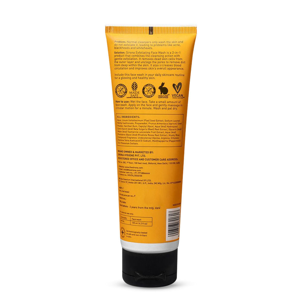Natural Exfoliating Face Wash With Apricot & Flaxseed Extracts To Reduce Blemishes & Acne