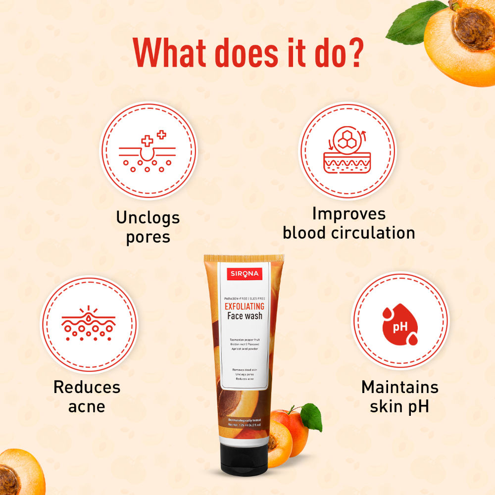Natural Exfoliating Face Wash With Apricot & Flaxseed Extracts To Reduce Blemishes & Acne