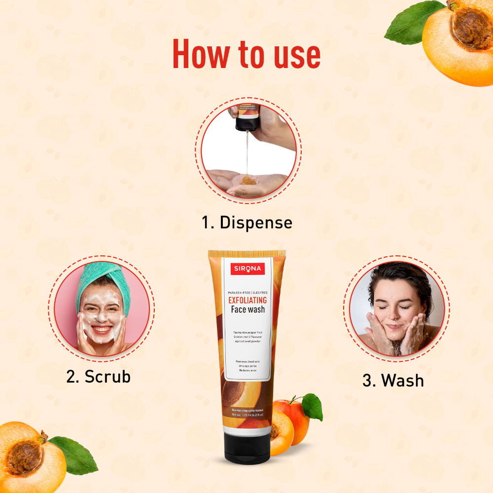 Natural Exfoliating Face Wash With Apricot & Flaxseed Extracts To Reduce Blemishes & Acne