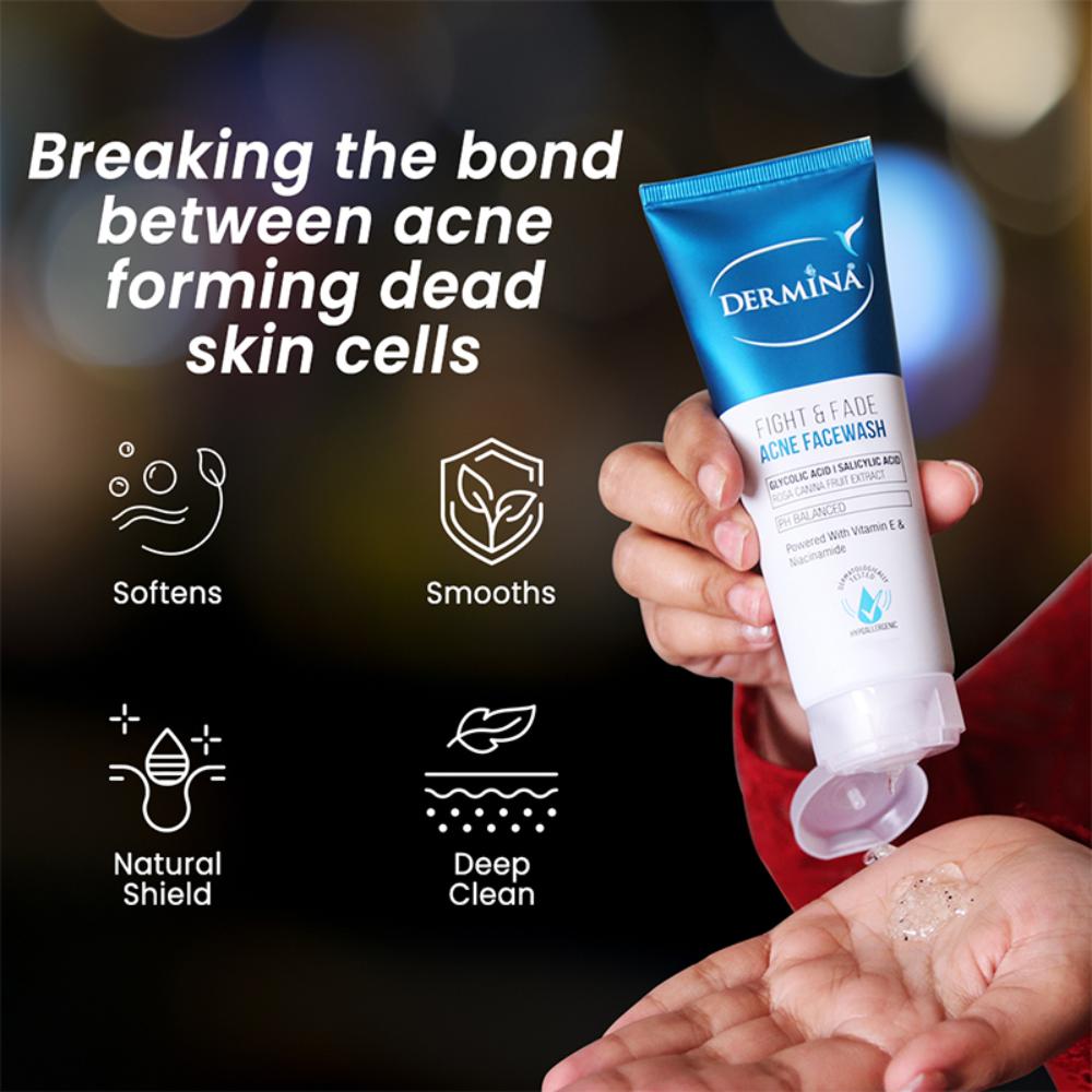 Fight & Fade Acne Facewash With Glycolic & Salicylic Acid For Acne Free Skin - All Skin Type