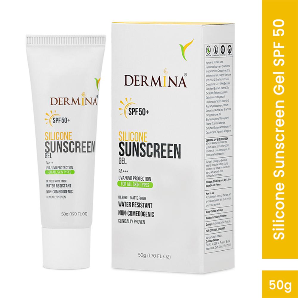 SPF 50 Silicone Sunscreen Gel With PA+++ UVA/UVB, Matte Finish Non-Comedogenic - All Skin Type