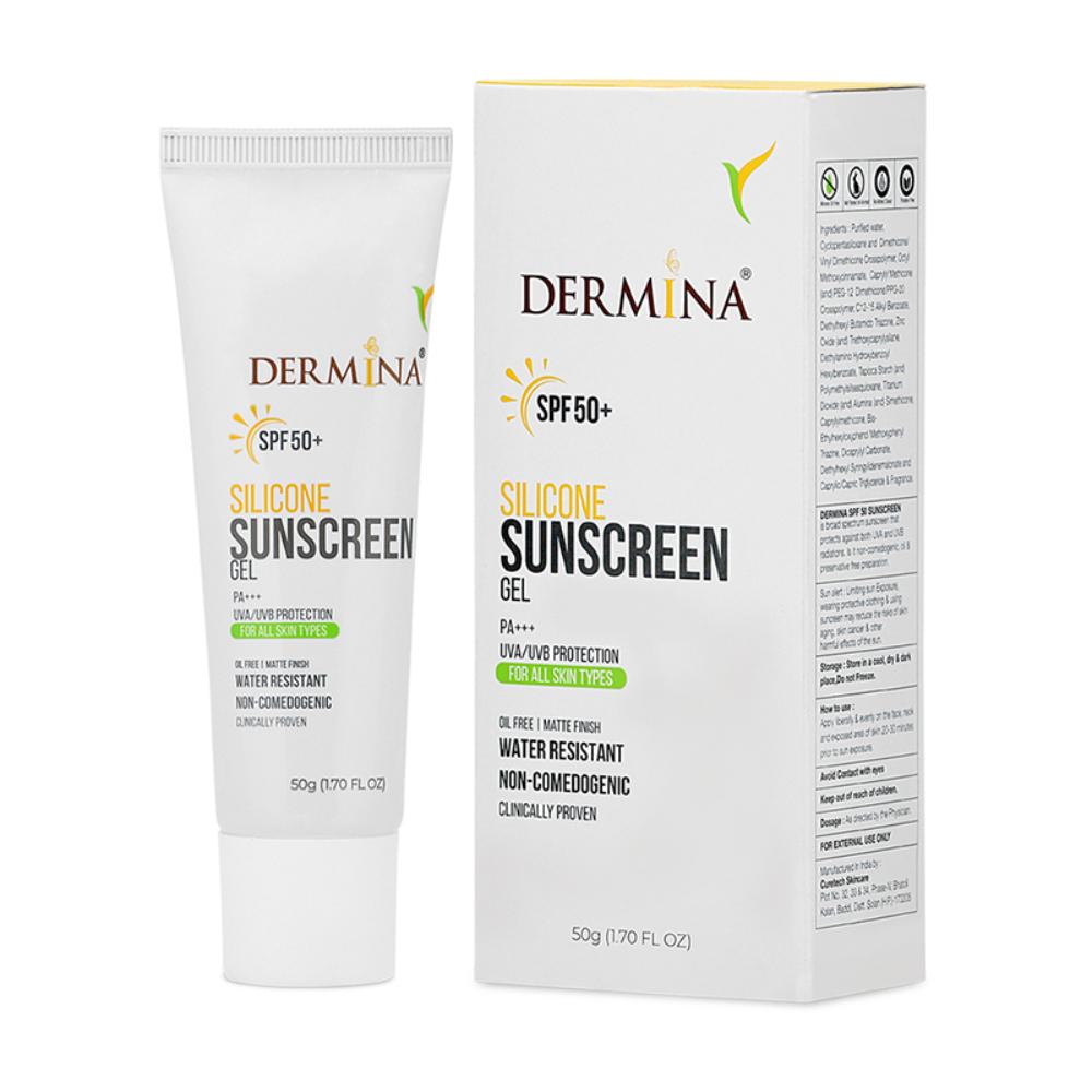 SPF 50 Silicone Sunscreen Gel With PA+++ UVA/UVB, Matte Finish Non-Comedogenic - All Skin Type