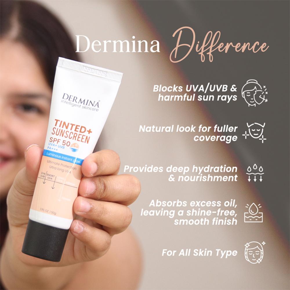 Tinted+ Sunscreen SPF 50 With UVA + UVB PA+++ Sun Protection & Instant Glow - All Skin Type