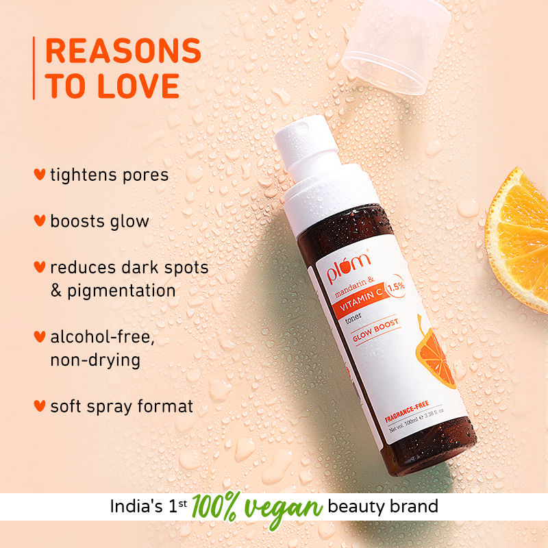 1.5% Vitamin C Alcohol-Free Spray Toner With Mandarin & Witch Hazel For Glow Boost & Open Pores