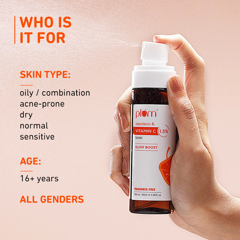 1.5% Vitamin C Alcohol-Free Spray Toner With Mandarin & Witch Hazel For Glow Boost & Open Pores