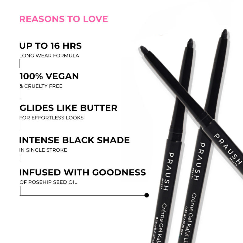 Beauty Waterproof and Smudge Proof Crème Gel Kajal Eyeliner Eye Pencil- Black