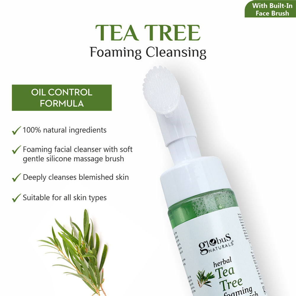 Herbal Tea Tree Acne Control Foaming Face Wash with Silicon Face Massage Brush