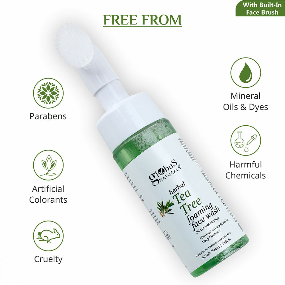 Herbal Tea Tree Acne Control Foaming Face Wash with Silicon Face Massage Brush