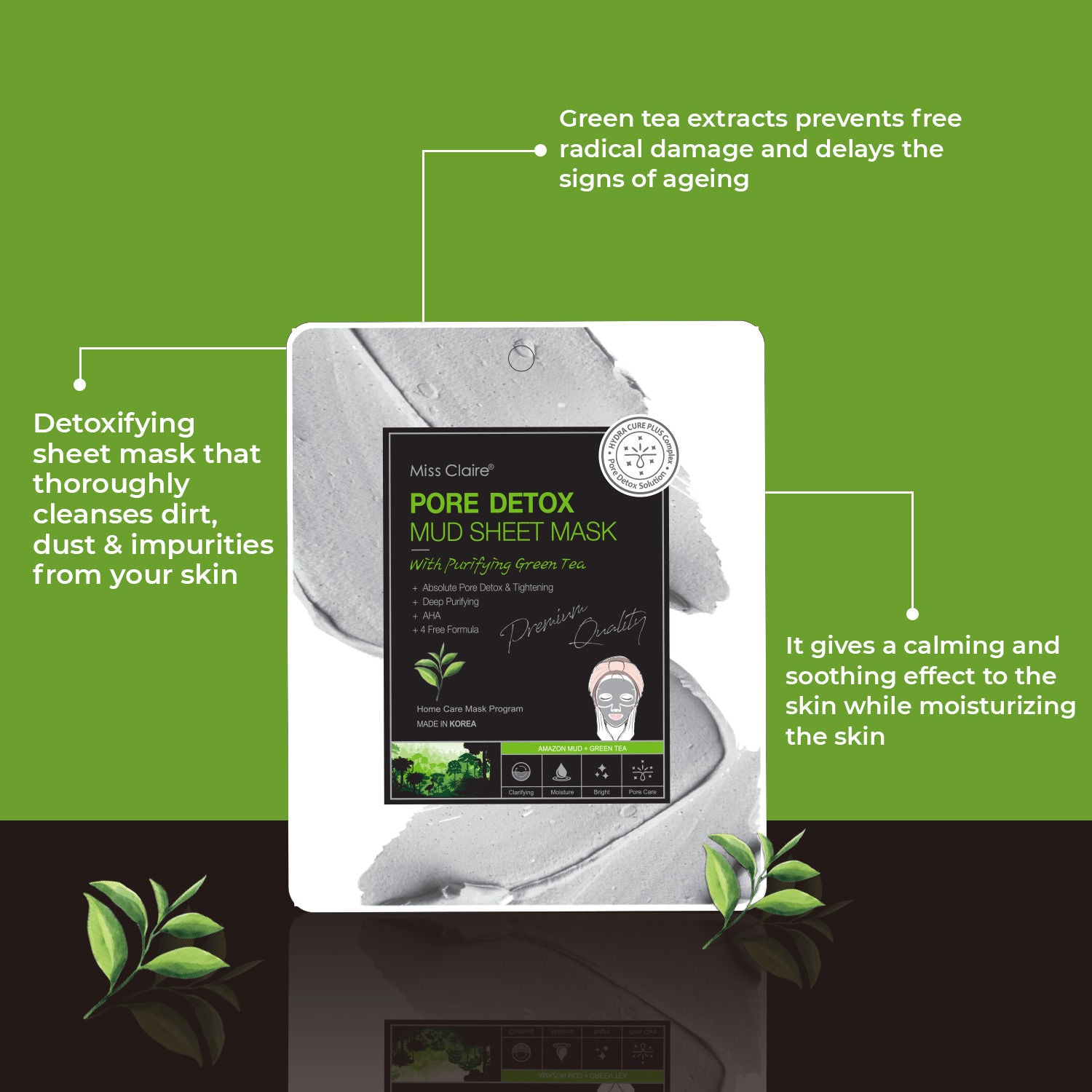 Pore Detox Mud Sheet Mask With Purifying Green Tea