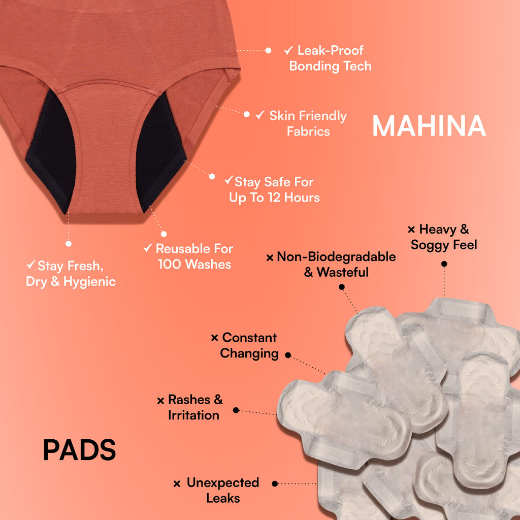 Cotton Period Panty For Girls & Women -M (RHUBARB)