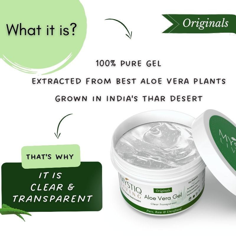 Aloe Vera Gel for Face, Hair & Skin, 100% Pure and Organic| Best for Dry Skin