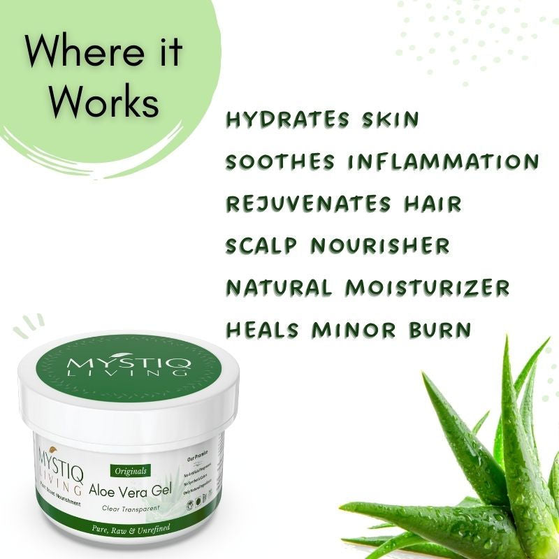 Aloe Vera Gel for Face, Hair & Skin, 100% Pure and Organic| Best for Dry Skin