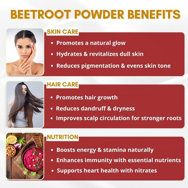 Organic Beetroot Powder For Face, Hair, Lip Balm & Energy Boost Drink