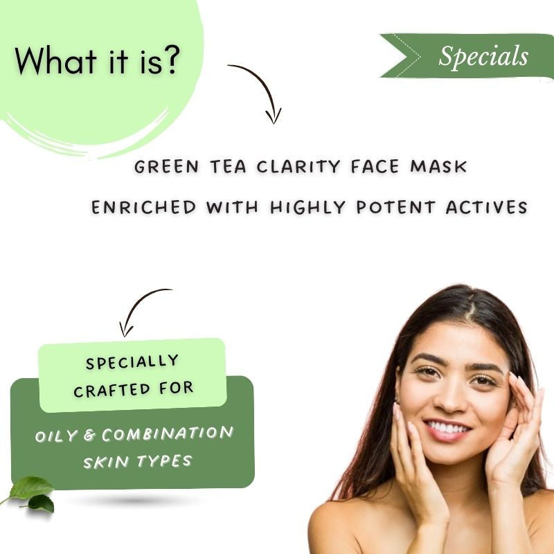 De Tan Face Pack For Oily & Acne Skin, Balances Oil & Sebum Green Tea & Glycolic Acid