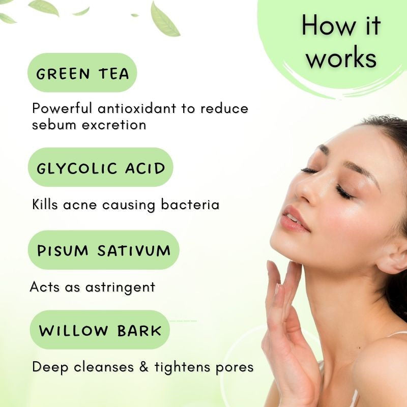 De Tan Face Pack For Oily & Acne Skin, Balances Oil & Sebum Green Tea & Glycolic Acid