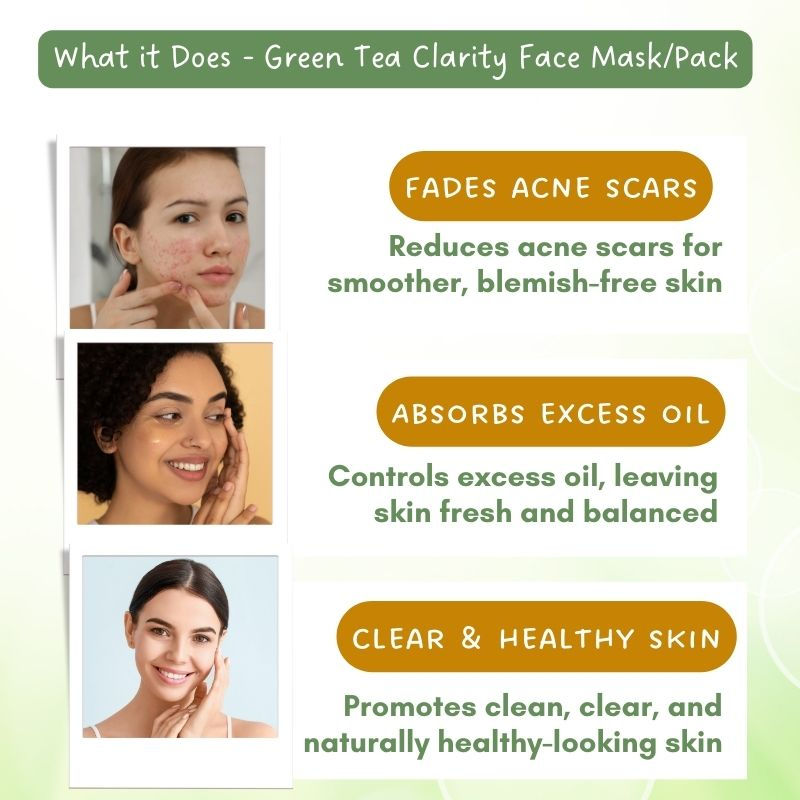 De Tan Face Pack For Oily & Acne Skin, Balances Oil & Sebum Green Tea & Glycolic Acid