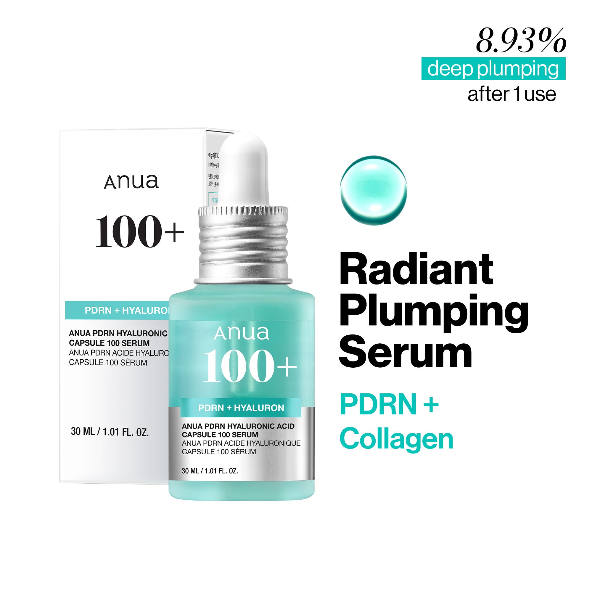 Pdrn Hyaluronic Acid Capsule 100 Serum with Collagen For Plump, Dewy, Radiant Glass Skin