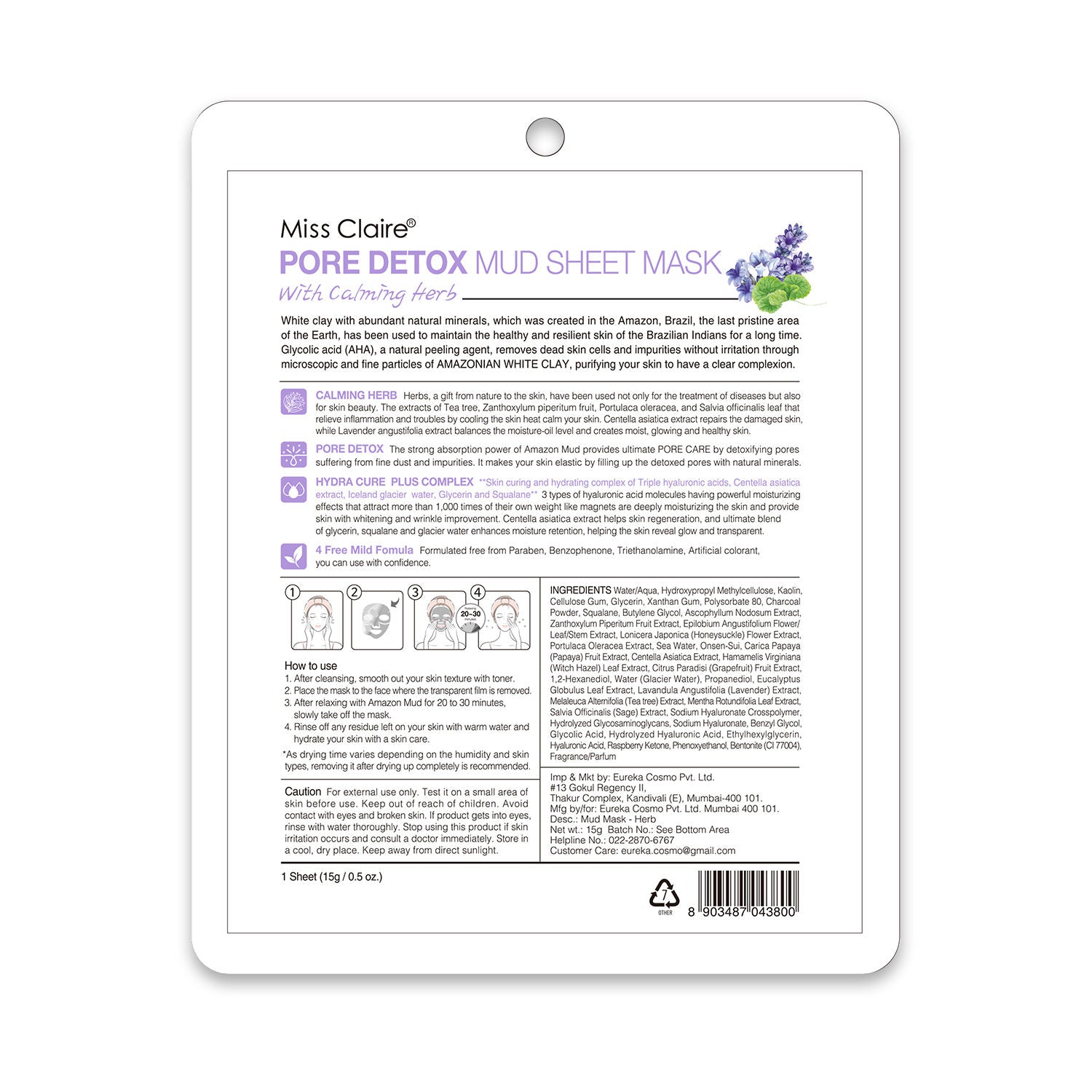 Pore Detox Mud Sheet Mask With Calming Herb