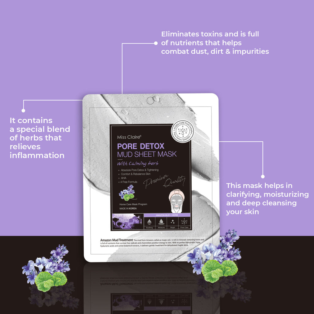 Pore Detox Mud Sheet Mask With Calming Herb