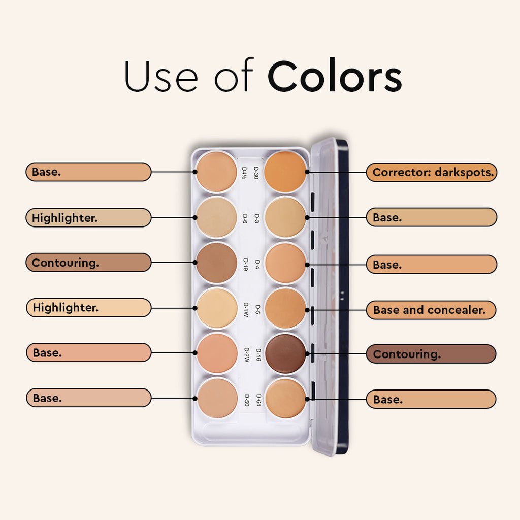 Ultra HD 12 in 1 Camouflage Concealer Corrector Dermashield Cream Base Makeup Palette