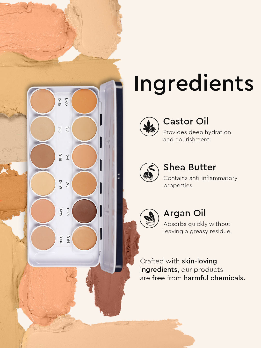 Ultra HD 12 in 1 Camouflage Concealer Corrector Dermashield Cream Base Makeup Palette