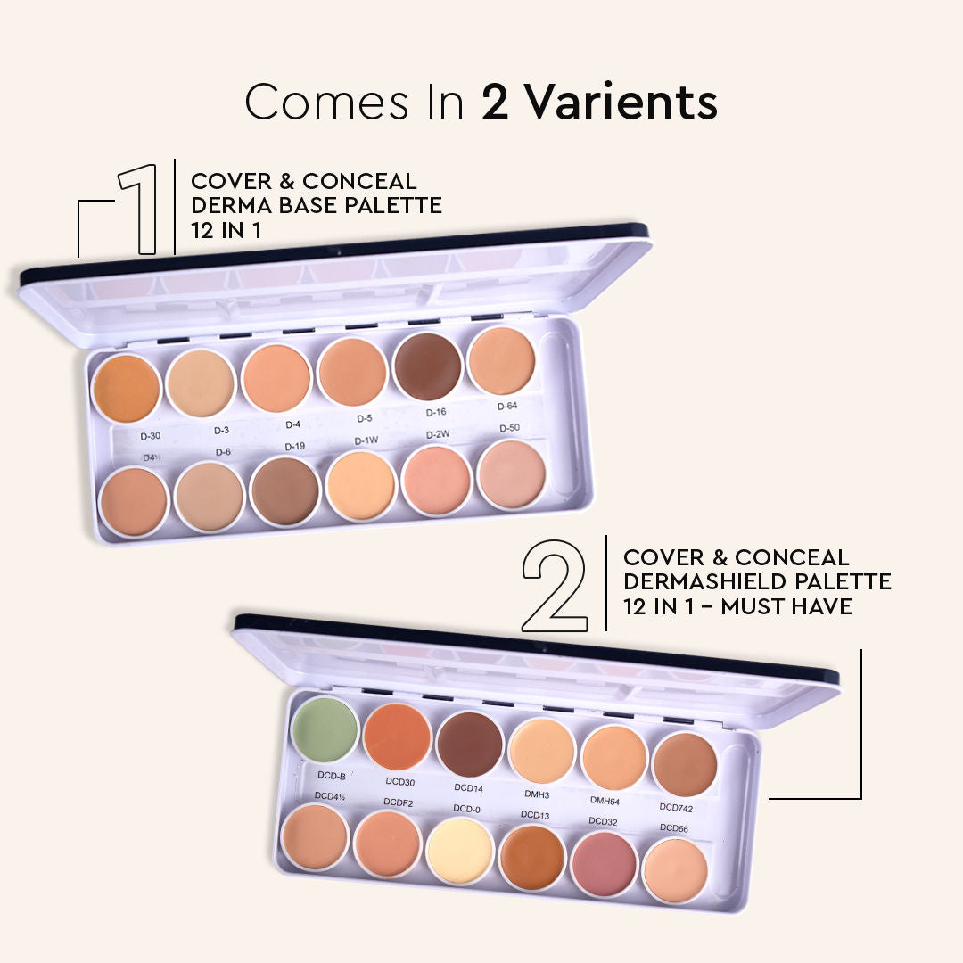 Ultra HD 12 in 1 Camouflage Concealer Corrector Dermashield Cream Base Makeup Palette