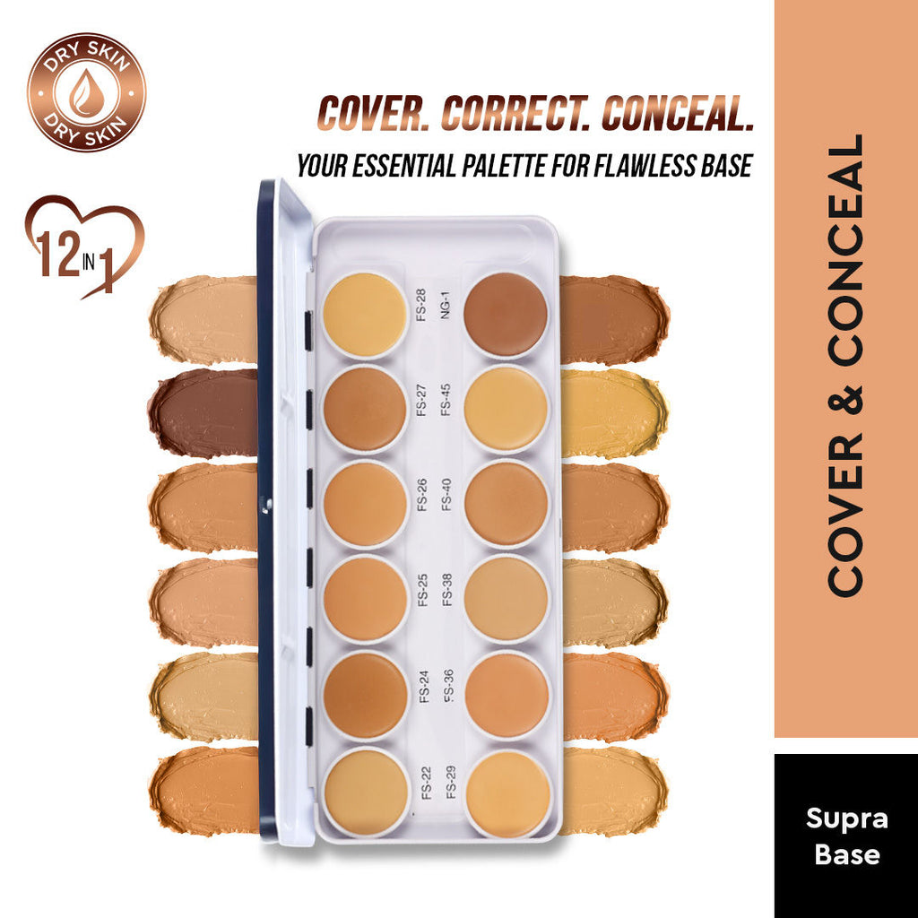 Ultra HD 12 in 1 Camouflage Concealer Corrector Supraemeshield Cream Base Makeup Palette