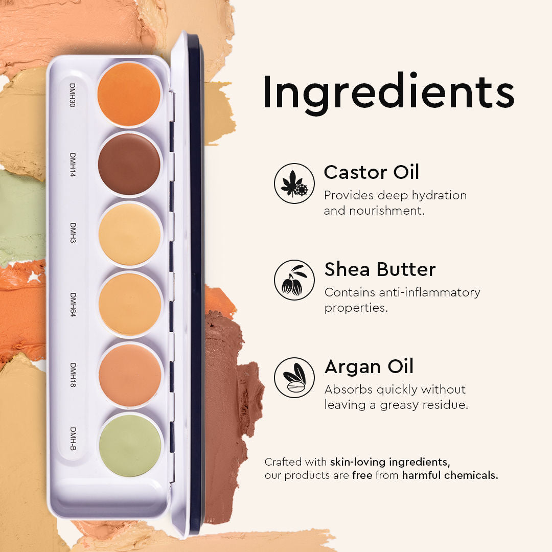 Ultra HD 6 in 1 Camouflage Concealer Corrector Palette Dermashield Must Have Makeup Palette