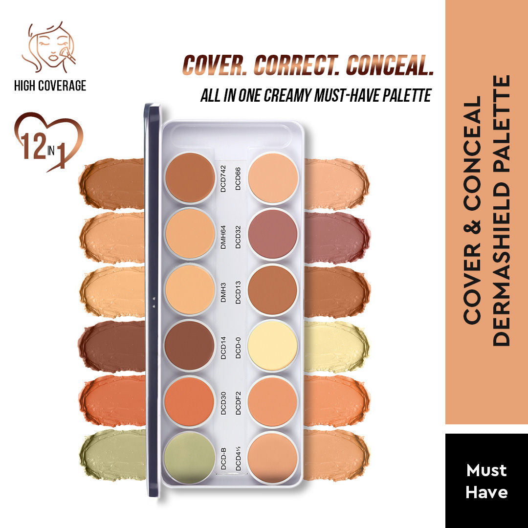 Ultra HD 12 in 1 Camouflage Concealer Corrector Dermashield Must Have Makeup Palette