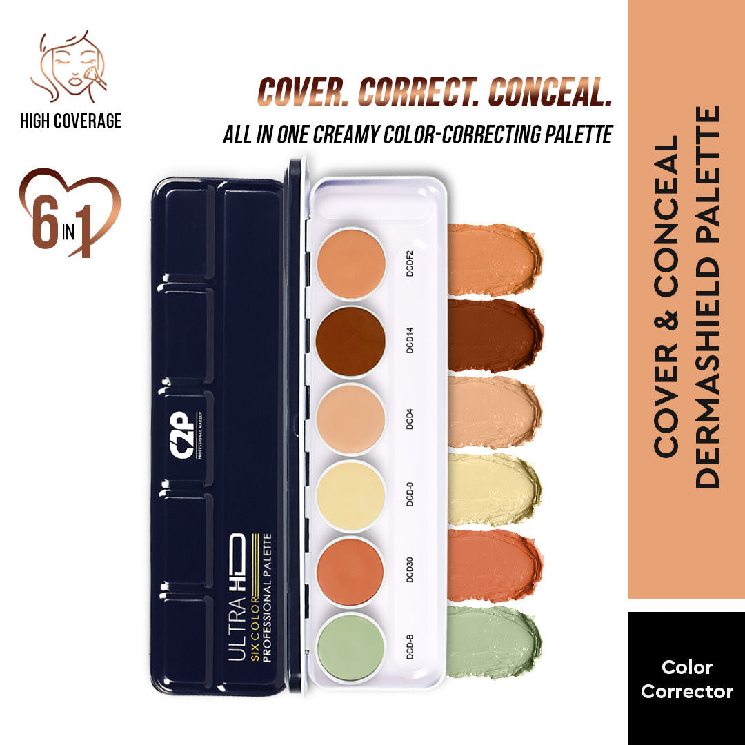 Ultra HD 6 in 1 Camouflage Color Corrector Foundation Dermashield Makeup Palette