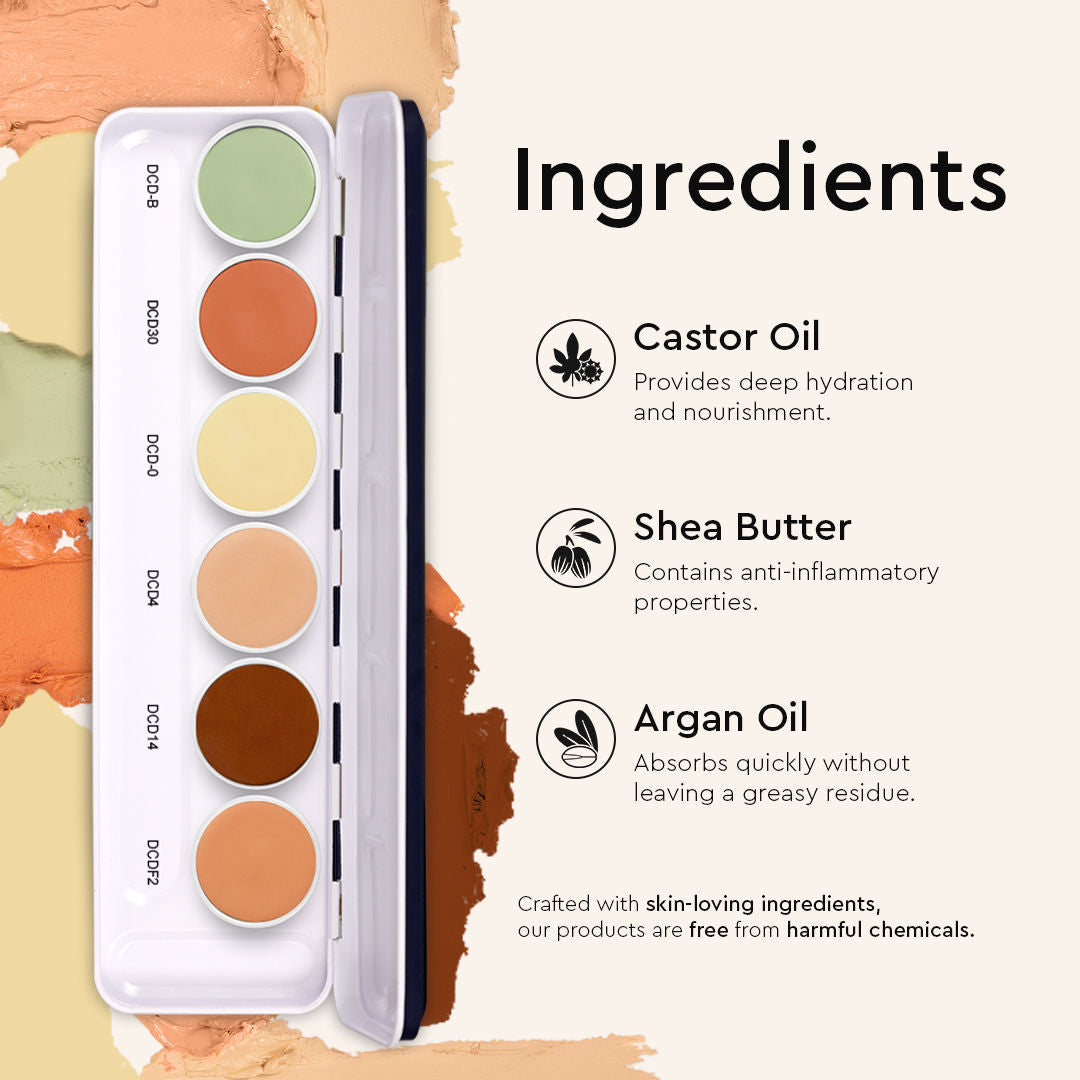 Ultra HD 6 in 1 Camouflage Color Corrector Foundation Dermashield Makeup Palette