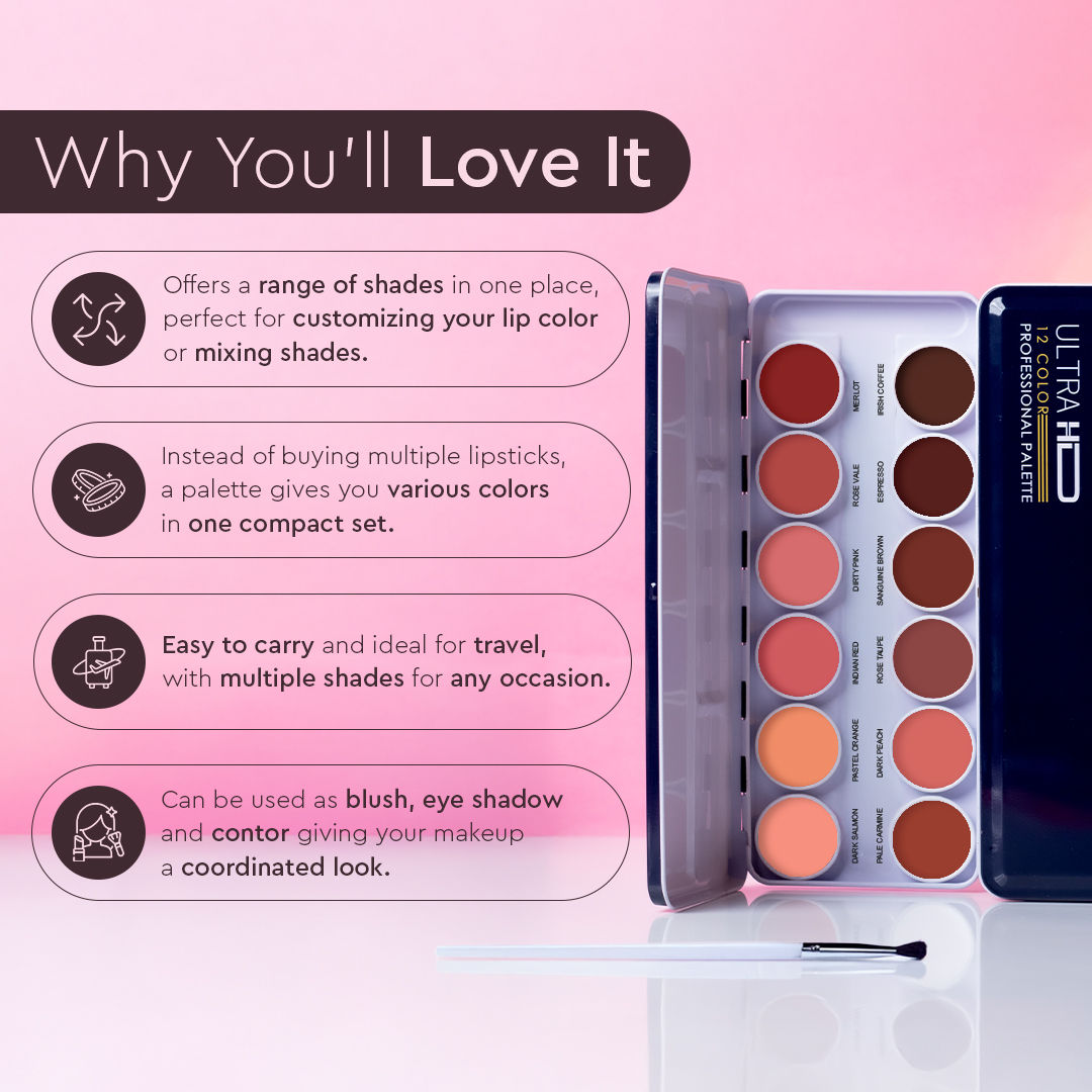 Studio Lip Spectrum 12 Color Cream Lipstick Palette
