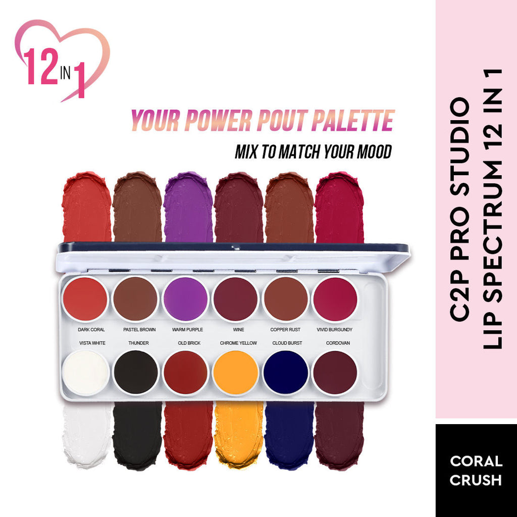 Studio Lip Spectrum 12 Color Cream Lipstick Palette - Coral Crush