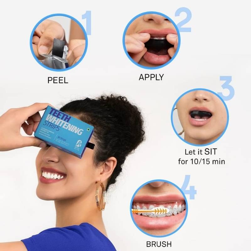 Teeth Whitening Strips + Oral Breath Care Strips(Mouth Wash Substitute)