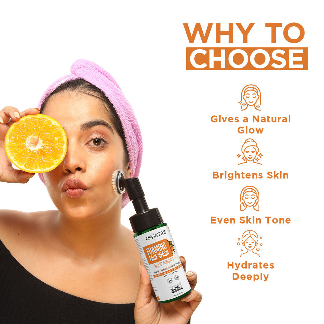 Niacinamide & Vitamin C Foaming Face Wash With Built-In Silicon Brush For Acne-Prone Skin