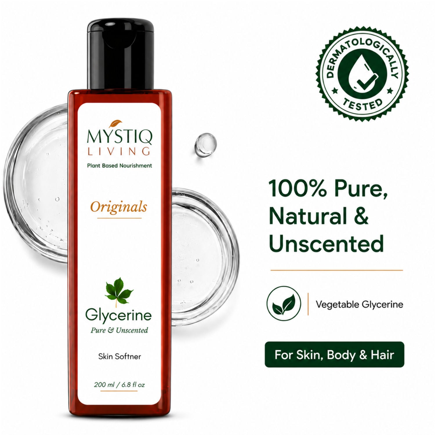Glycerine Pure And Unscented , 100% Organic For Face, Hair & Skin Care