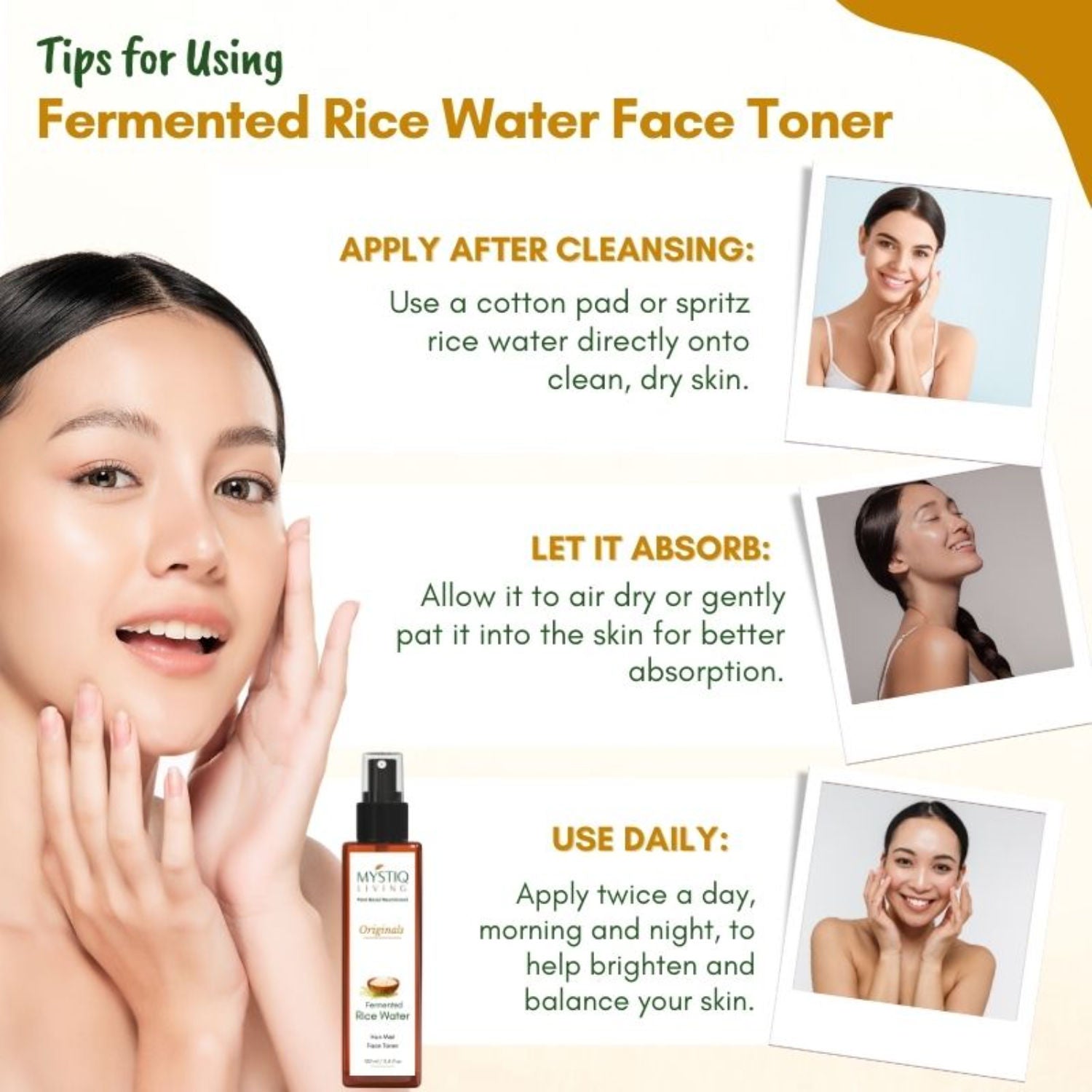 Fermented Rice Water Face Toner Spray For Korean Glass Skin, Natural Hydrating Spray