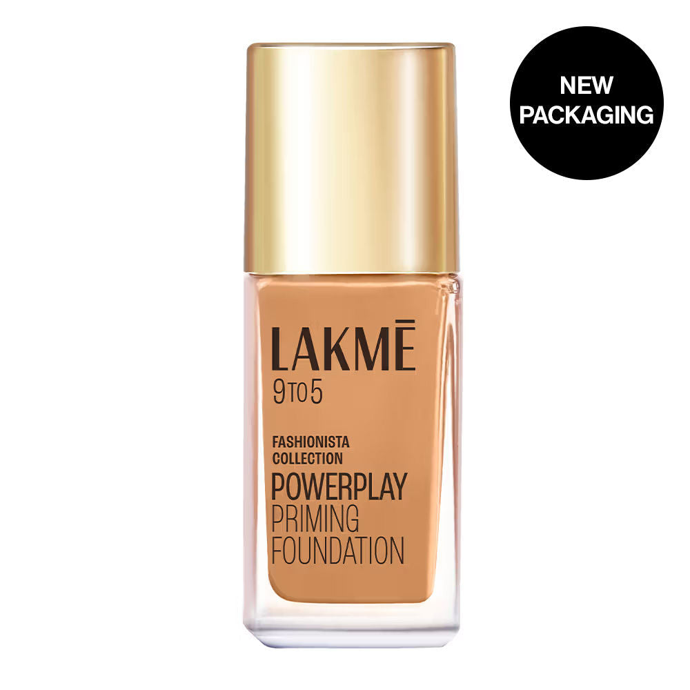 9 To 5 Powerplay Priming Foundation, Built In Primer, Long-Lasting, SPF 20 - W320 Warm Caramel