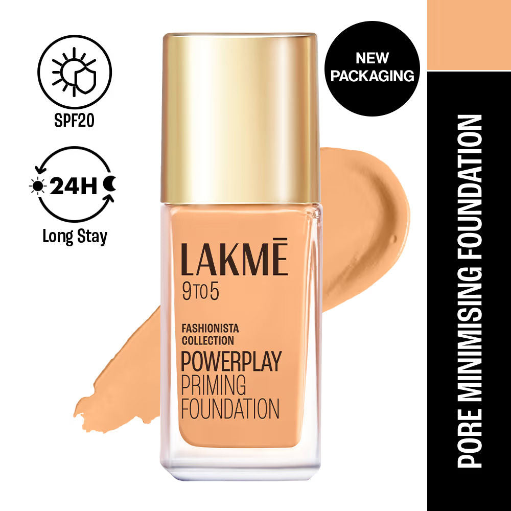 9 To 5 Powerplay Priming Foundation, Built In Primer, Long-Lasting, SPF 20 - Warm Light