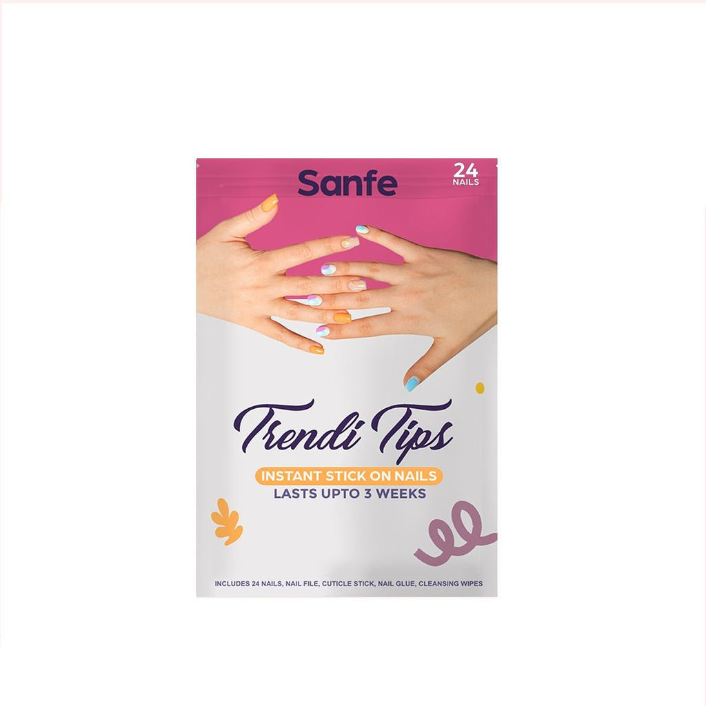 Instant Stick On Nails - Purple Chrome 24 Reusable Artificial Fake Nails Light Salon Look