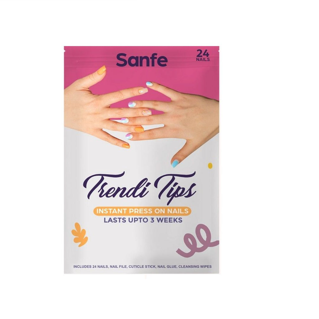 Instant Stick On Nails - Golden Chrome 24 Reusable Artificial Fake Nails Light Salon Look
