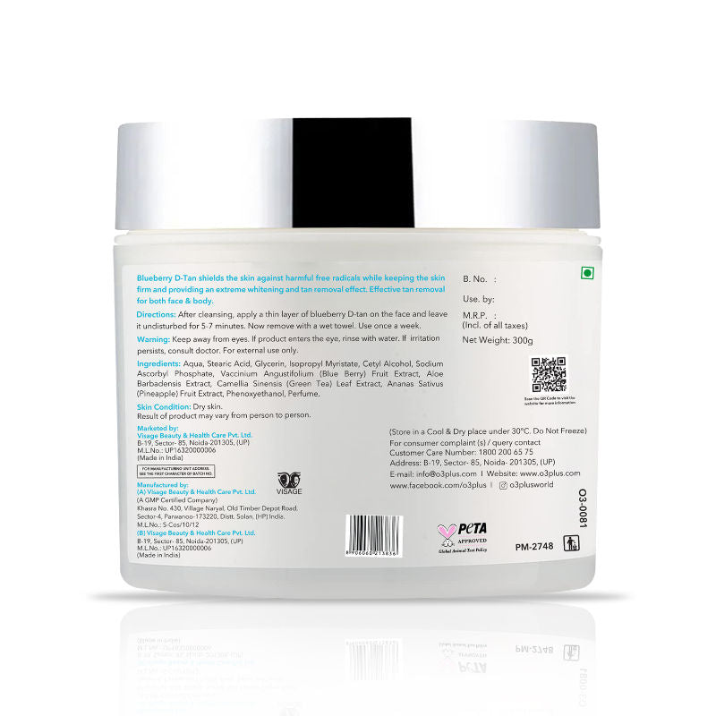 Blueberry D-TAN Face Pack for Tan Removal & Glowing Skin - Detan Mask for Dry Skin