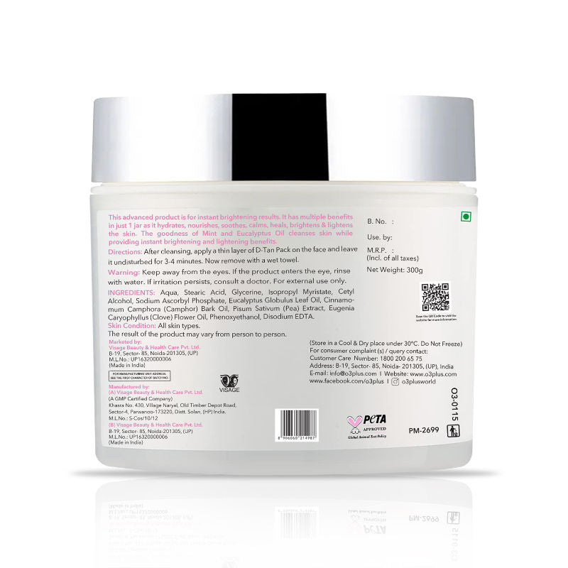D -TAN Face Pack for Tan Removal & Glowing Skin - Detan Mask for All Skin Types