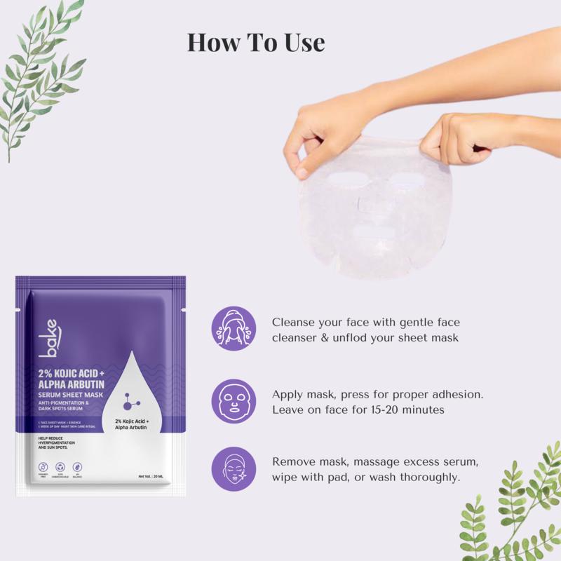 2% Kojic Acid + Alpha Arbutin Sheet Mask For Glowing Skin & Pigmentation