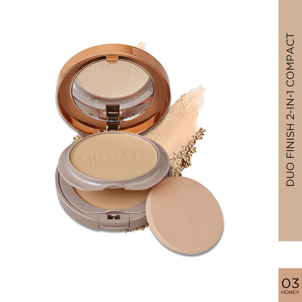 Duo Finish Bright Skin Compact Powder - Honey