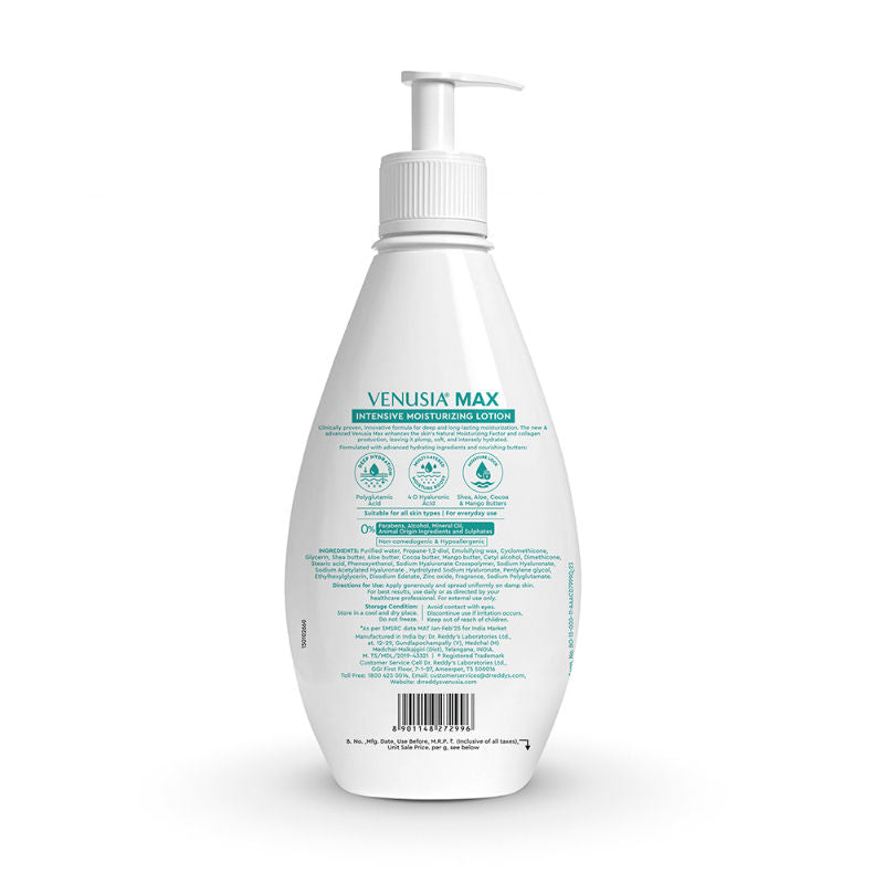 Max Intensive Moisturizing Lotion Normal To Dry Skin With 4D Hyaluronic + Polyglutamic Acid
