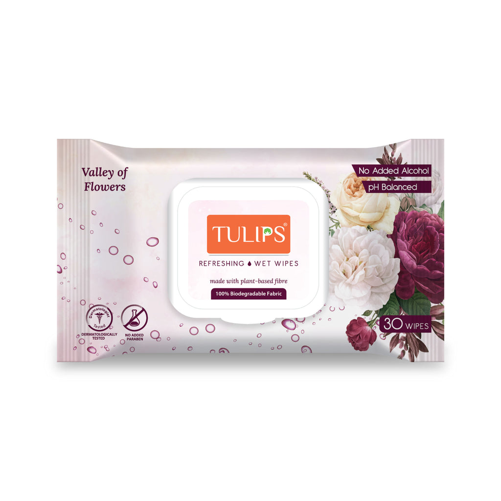 Refreshing Wet Wipes In Lid Pack - Valley Of Flowers